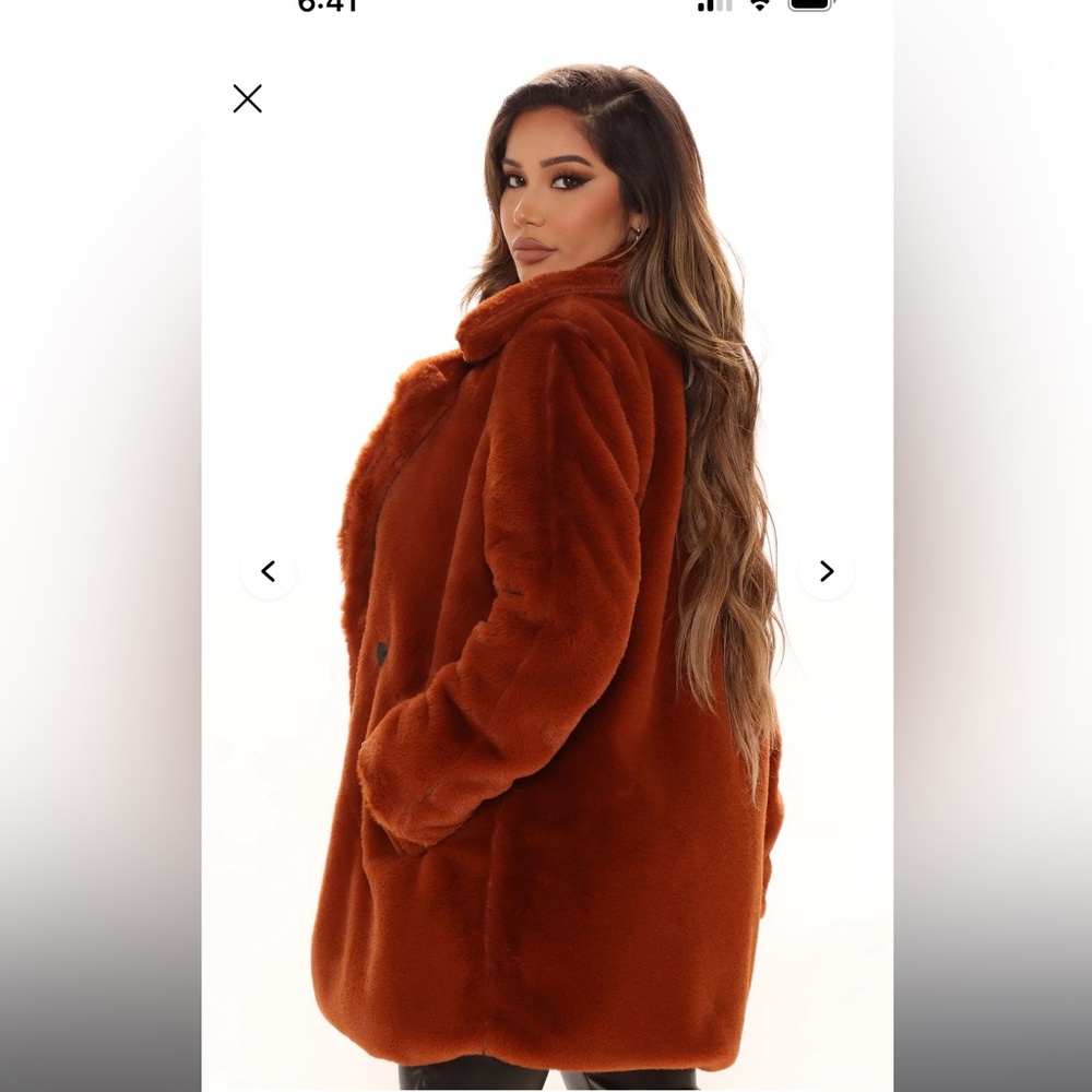 Fashion Nova Luxury Brown Faux Fur Coat View 2